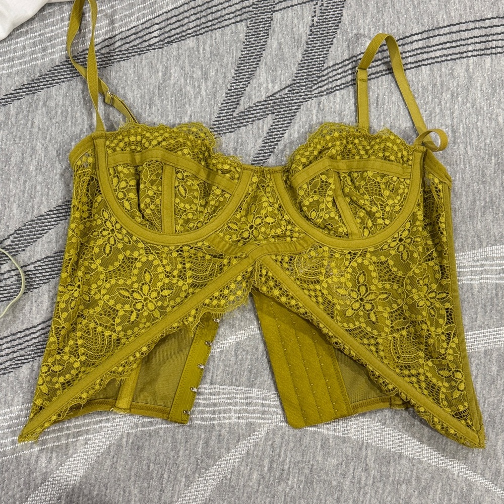 Urban Outfitters Mustard Lace Bustier Top